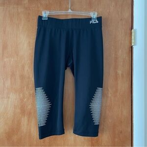 Black FILA Capri Leggings with Silver Accents